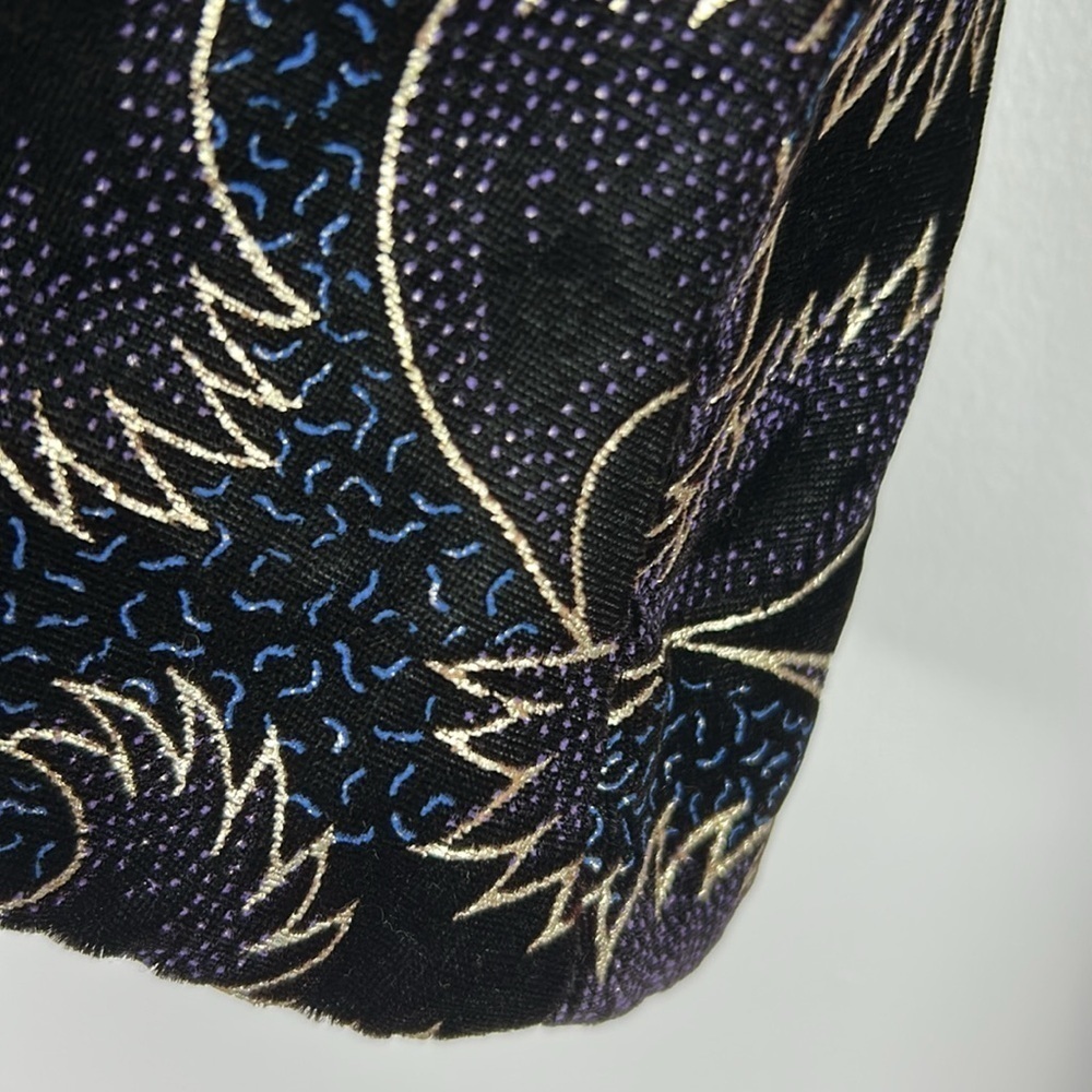 Vintage Joseph Ribkoff Metallic Velour Button Front Blazer Jacket Size 10 Blue - Picture 10 of 12